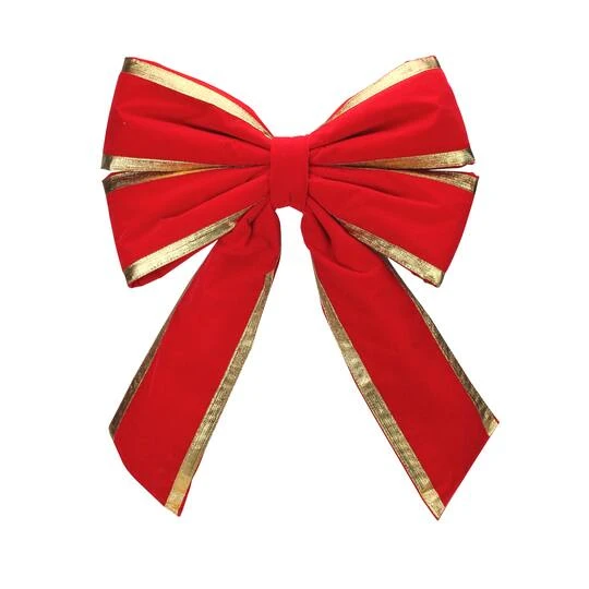 Northlight 31" Red & Gold Loop Velveteen Trim Christmas Bow 3 Northlight 31" Red & Gold Loop Velveteen Trim Christmas Bow