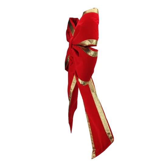 Northlight 31" Red & Gold Loop Velveteen Trim Christmas Bow 5 Northlight 31" Red & Gold Loop Velveteen Trim Christmas Bow - Image 3