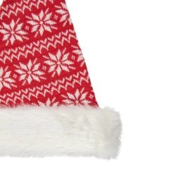 Northlight 17" Red & White Nordic Snowflake Striped Santa Hat With Pom Pom -Michaels X-Mas Decor D491542S 2
