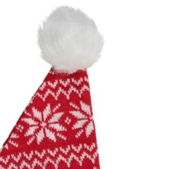 Northlight 17" Red & White Nordic Snowflake Striped Santa Hat With Pom Pom -Michaels X-Mas Decor D491542S 3