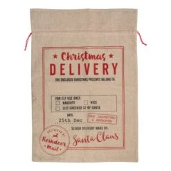 Northlight 27" Beige & Red Christmas Delivery Tie Gift Bag 13 Northlight 27" Beige & Red Christmas Delivery Tie Gift Bag -Michaels X-Mas Decor D491550S 5