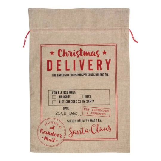 Northlight 27" Beige & Red Christmas Delivery Tie Gift Bag 8 Northlight 27" Beige & Red Christmas Delivery Tie Gift Bag - Image 6