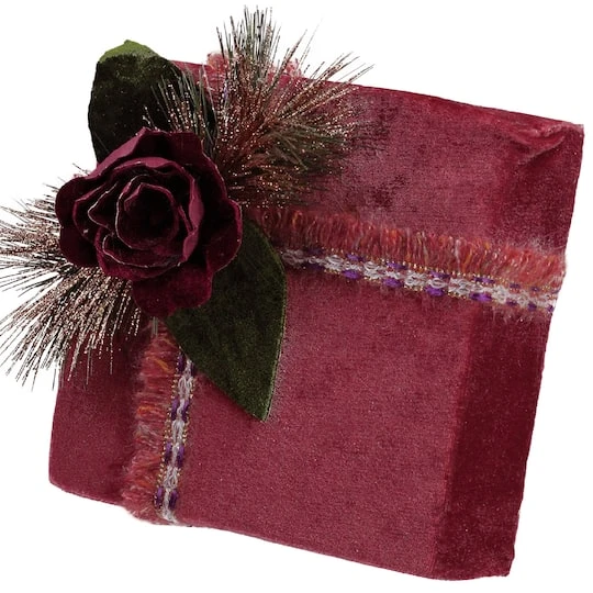 Northlight 8" Dark Rose Gold Floral Accent Christmas Gift Box Décor 4 Northlight 8" Dark Rose Gold Floral Accent Christmas Gift Box Décor - Image 2