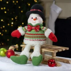 Northlight 18" Red & Green Sitting Smiling Snowman Christmas Figure -Michaels X-Mas Decor D491581S 2