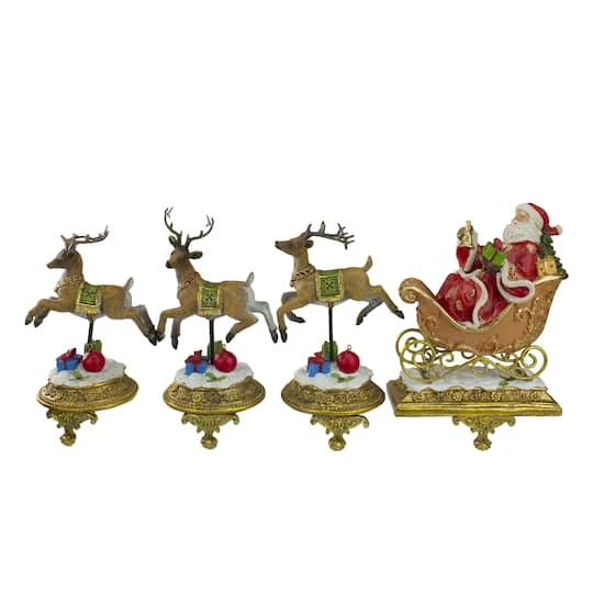 Northlight 9.5" Santa & Reindeer Christmas Stocking Holder Set 4 Northlight 9.5" Santa & Reindeer Christmas Stocking Holder Set - Image 2
