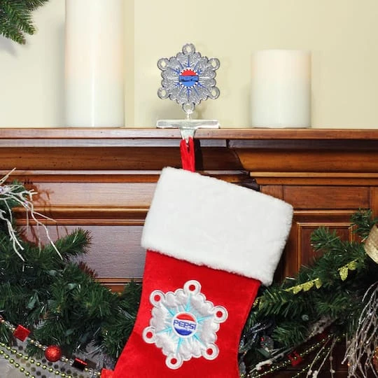 Northlight 6.5" Silver & Blue Pepsi Snowflake Christmas Stocking Holder 5 Northlight 6.5" Silver & Blue Pepsi Snowflake Christmas Stocking Holder - Image 3