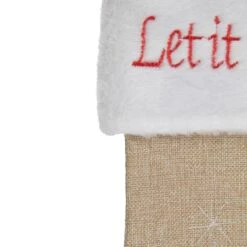 Northlight 19" Let It Snow Bird Burlap Christmas Stocking -Michaels X-Mas Decor D491604S 4