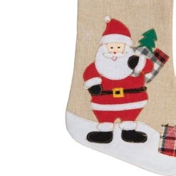 Northlight 19" Beige & Red Burlap Santa Christmas Stocking -Michaels X-Mas Decor D491606S 3