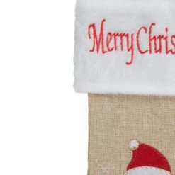 Northlight 19" Beige & Red Burlap Santa Christmas Stocking -Michaels X-Mas Decor D491606S 4