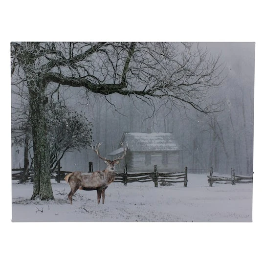 Northlight Lighted Winter Cottage Forest Scene Christmas Canvas Wall Art 3 Northlight Lighted Winter Cottage Forest Scene Christmas Canvas Wall Art