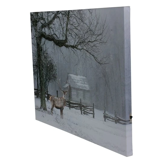 Northlight Lighted Winter Cottage Forest Scene Christmas Canvas Wall Art 5 Northlight Lighted Winter Cottage Forest Scene Christmas Canvas Wall Art - Image 3