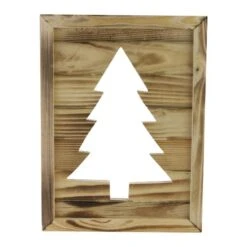 Northlight 13.75" Framed Wood Christmas Tree-Out Wall Hanging Decoration -Michaels X-Mas Decor D491664S 11