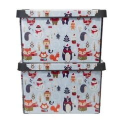 Simplify Woodland Winter Storage Tote Bin -Michaels X-Mas Decor D492889S 14