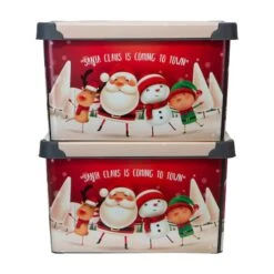 Simplify Santa Clause Is Coming To Town Storage Tote Bin -Michaels X-Mas Decor D492891S 13