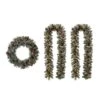 Glitzhome® 24" Pre-Lit Glittered Pinecone Christmas Wreath & Matched 9ft. Garlands Set