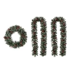 Glitzhome® 24" Pre-Lit Glittered Pinecone Christmas Wreath & Matched 9ft. Garlands Set -Michaels X-Mas Decor D493614S 7