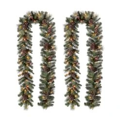 Glitzhome® 9ft. LED Glittered Pinecone Christmas Garlands, 2ct.