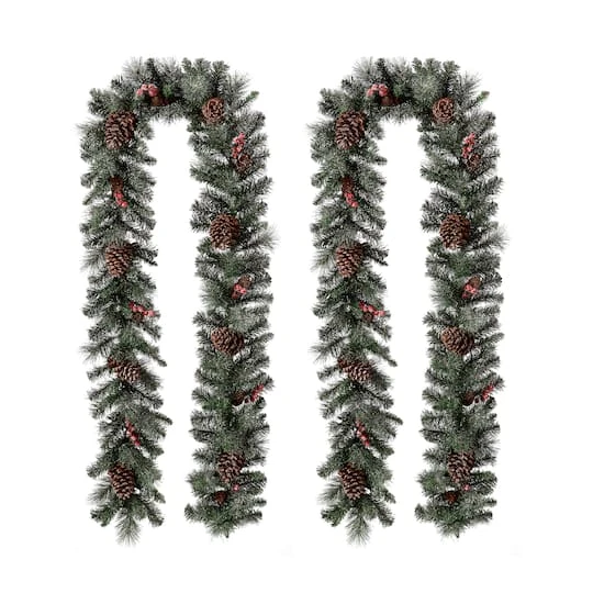 Glitzhome® 9ft. Pre-Lit Glittery Pinecone Christmas Garland With Timer, 2ct. 8 Glitzhome® 9ft. Pre-Lit Glittery Pinecone Christmas Garland With Timer, 2ct. - Image 6