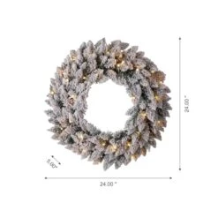 Glitzhome® Pre-Lit Flocked Christmas Wreath & Garland Set With Timer, 3 Functions -Michaels X-Mas Decor D493635S 6