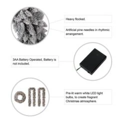 Glitzhome® Pre-Lit Flocked Christmas Wreath & Garland Set With Timer, 3 Functions -Michaels X-Mas Decor D493635S 8