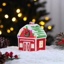 5" LED Nostalgic Ceramic Village Barn 8 5" LED Nostalgic Ceramic Village Barn -Michaels X-Mas Decor D511912S 2