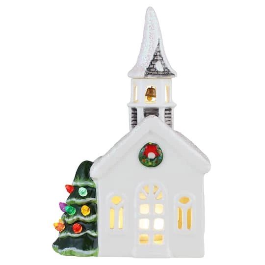 8" LED Nostalgic Ceramic Village Church 3 8" LED Nostalgic Ceramic Village Church