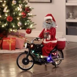 20" Black Motorcycling Santa -Michaels X-Mas Decor D511950S 4