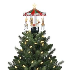 11" Animated Carousel Christmas Tree Topper -Michaels X-Mas Decor D511968S 2