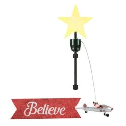 Santa's Plane & Banner Animated Christmas Tree Topper -Michaels X-Mas Decor D511971S 2