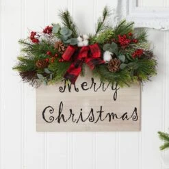 20" Holiday Merry Christmas Door Wall Hanger With Pinecones & Berries -Michaels X-Mas Decor D517941S 3