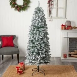 6ft. Pre-Lit Slim Flocked Montreal Fir Artificial Christmas Tree -Michaels X-Mas Decor D517952S 10