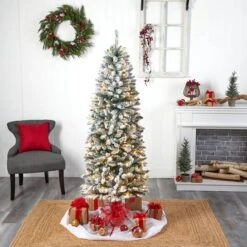 6ft. Pre-Lit Slim Flocked Montreal Fir Artificial Christmas Tree -Michaels X-Mas Decor D517952S 7