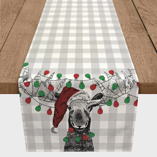 90" Christmas Lights Moose Table Runner 4 90" Christmas Lights Moose Table Runner - Image 2