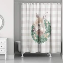 Buffalo Check Fawn Wreath Shower Curtain 7 Buffalo Check Fawn Wreath Shower Curtain -Michaels X-Mas Decor D517988S 2