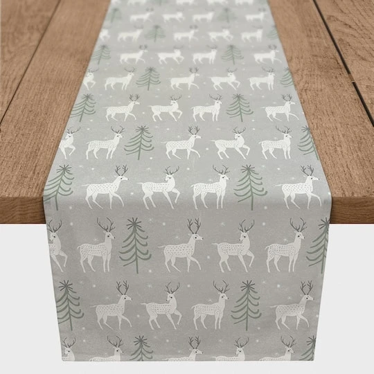 Deer And Tree Pattern 16x90 Poly Twill Table Runner 3 Deer And Tree Pattern 16x90 Poly Twill Table Runner