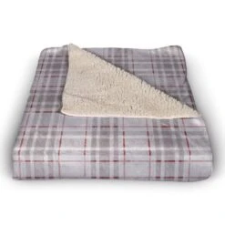 Holiday Gray Plaid 50x60 Sherpa Fleece Blanket -Michaels X-Mas Decor D517990S 2