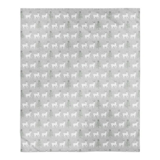 Deer And Tree Pattern 50x60 Sherpa Fleece Blanket 4 Deer And Tree Pattern 50x60 Sherpa Fleece Blanket - Image 2