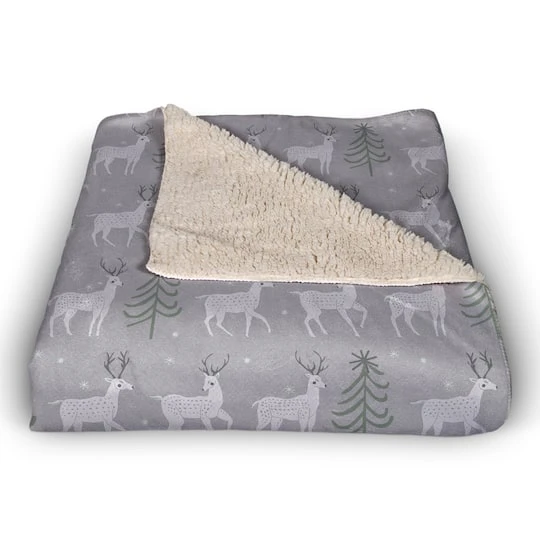 Deer And Tree Pattern 50x60 Sherpa Fleece Blanket 5 Deer And Tree Pattern 50x60 Sherpa Fleece Blanket - Image 3