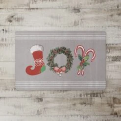 Joy Stocking On Gray 27x18 Floor Mat -Michaels X-Mas Decor D517995S 2