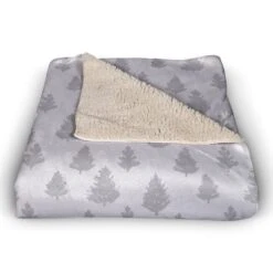 Gray Forest Pattern 50x60 Sherpa Fleece Blanket -Michaels X-Mas Decor D518015S 3