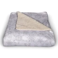Noel Snowflake Pattern 50x60 Sherpa Fleece Blanket 9 Noel Snowflake Pattern 50x60 Sherpa Fleece Blanket -Michaels X-Mas Decor D518016S 3