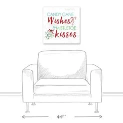 Candy Cane Wishes And Mistletoe Kisses 20x20 Canvas Wall Art -Michaels X-Mas Decor D518039S 5