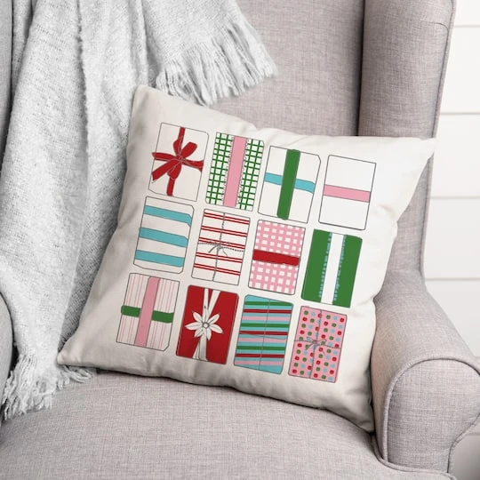 Gift Boxes 18x18 Throw Pillow 5 Gift Boxes 18x18 Throw Pillow - Image 3