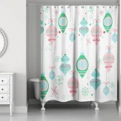 Retro Funky Ornaments Shower Curtain -Michaels X-Mas Decor D518060S 2