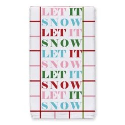 Let It Snow Grid Tea Towels - Set Of 2 -Michaels X-Mas Decor D518064S 2