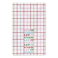 Let It Snow Grid Tea Towels - Set Of 2 -Michaels X-Mas Decor D518064S 3