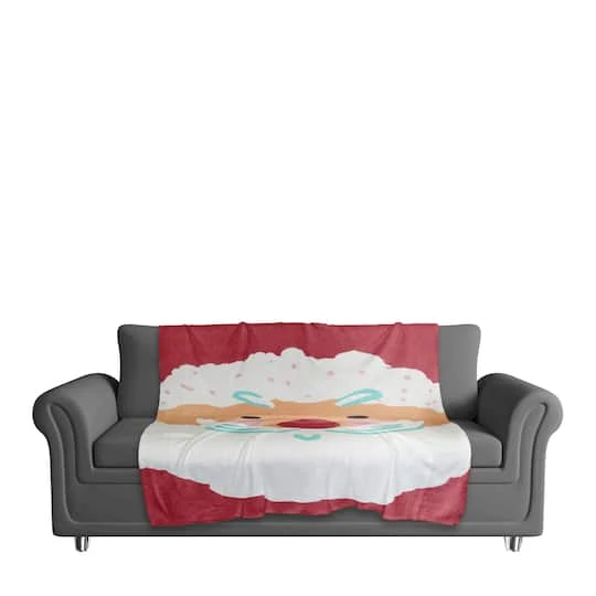 Santa Face 50x60 Sherpa Fleece Blanket 5 Santa Face 50x60 Sherpa Fleece Blanket - Image 3