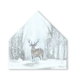 Deer In Winter 17x17 House Shaped Canvas -Michaels X-Mas Decor D518084S 1 1