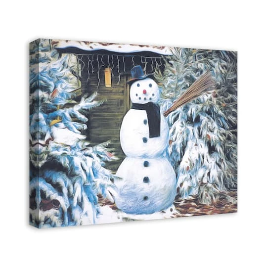 Winter Snowman 24x20 Canvas Wall Art 5 Winter Snowman 24x20 Canvas Wall Art - Image 3