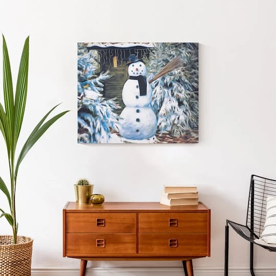 Winter Snowman 24x20 Canvas Wall Art 7 Winter Snowman 24x20 Canvas Wall Art - Image 5